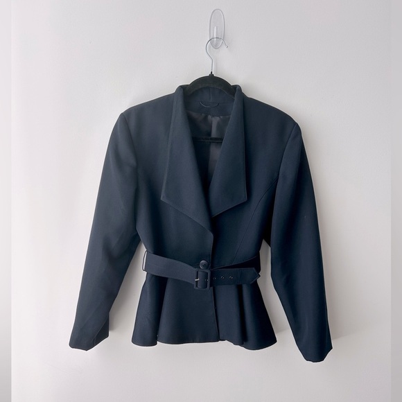 Vintage Jackets & Blazers - Vintage Richards peplum belted navy blue blazer